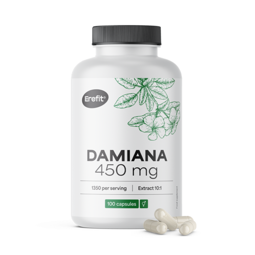 Damiana 450 mg – Extrakt 10:1, 100 Kapseln